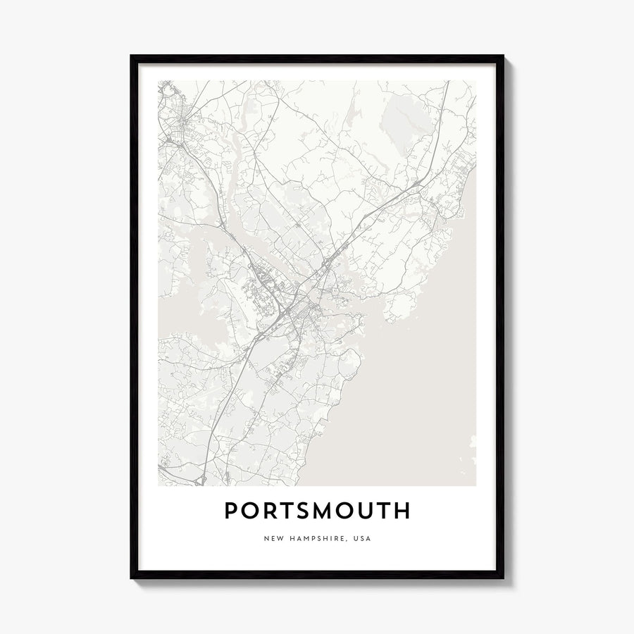 Portsmouth, New Hampshire Map Poster, framed poster mockup