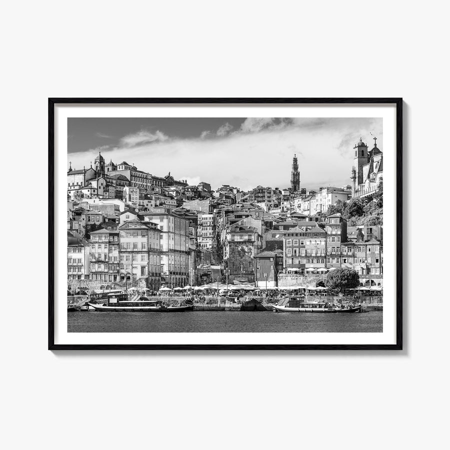 Portugal black & white photo poster of Europe – horizontal wall art, unframed print shown in interior mockup