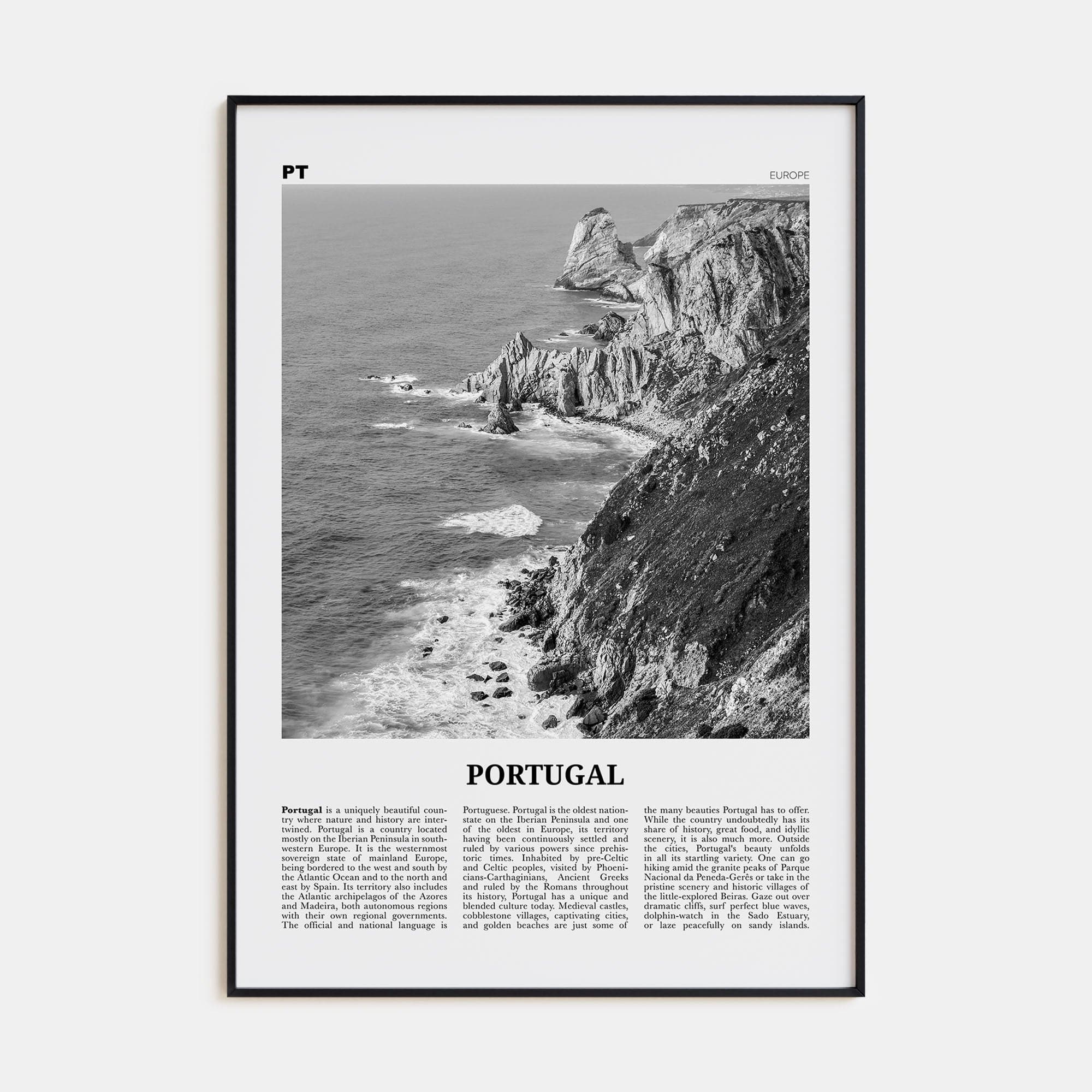 Portugal No 1 Poster None / 8x12 in Nbourhood Travel B&W Poster