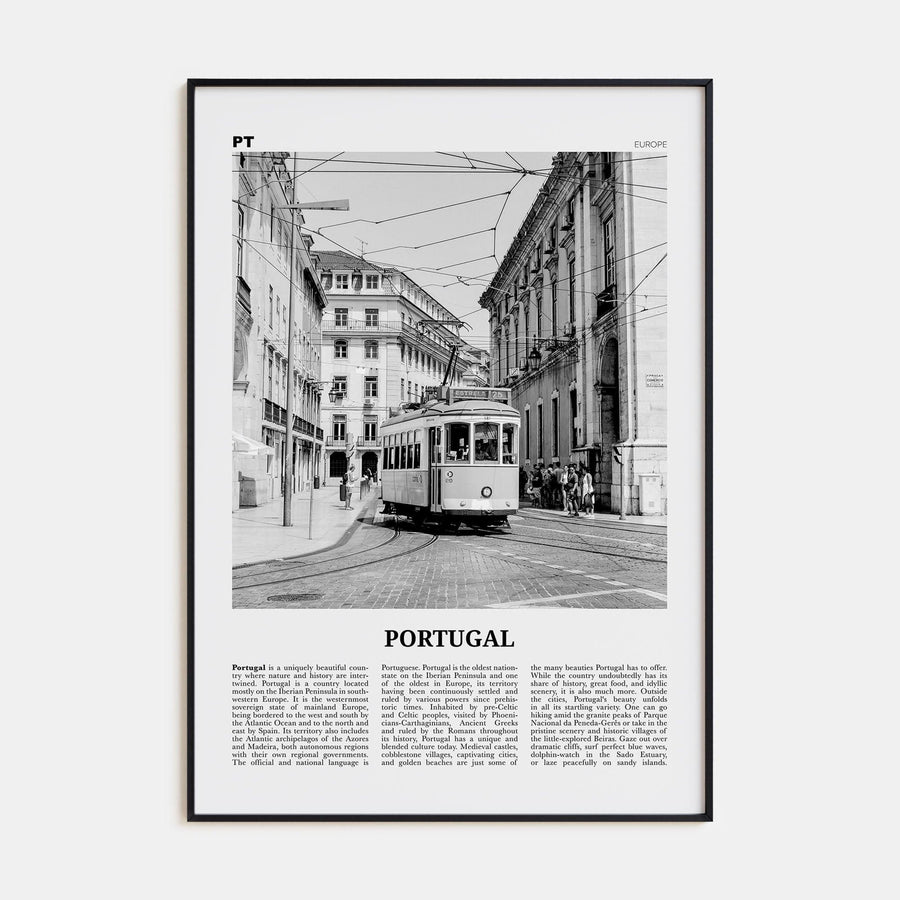 Portugal No 2 Poster Black Metal / 8x12 in Nbourhood Travel B&W Poster