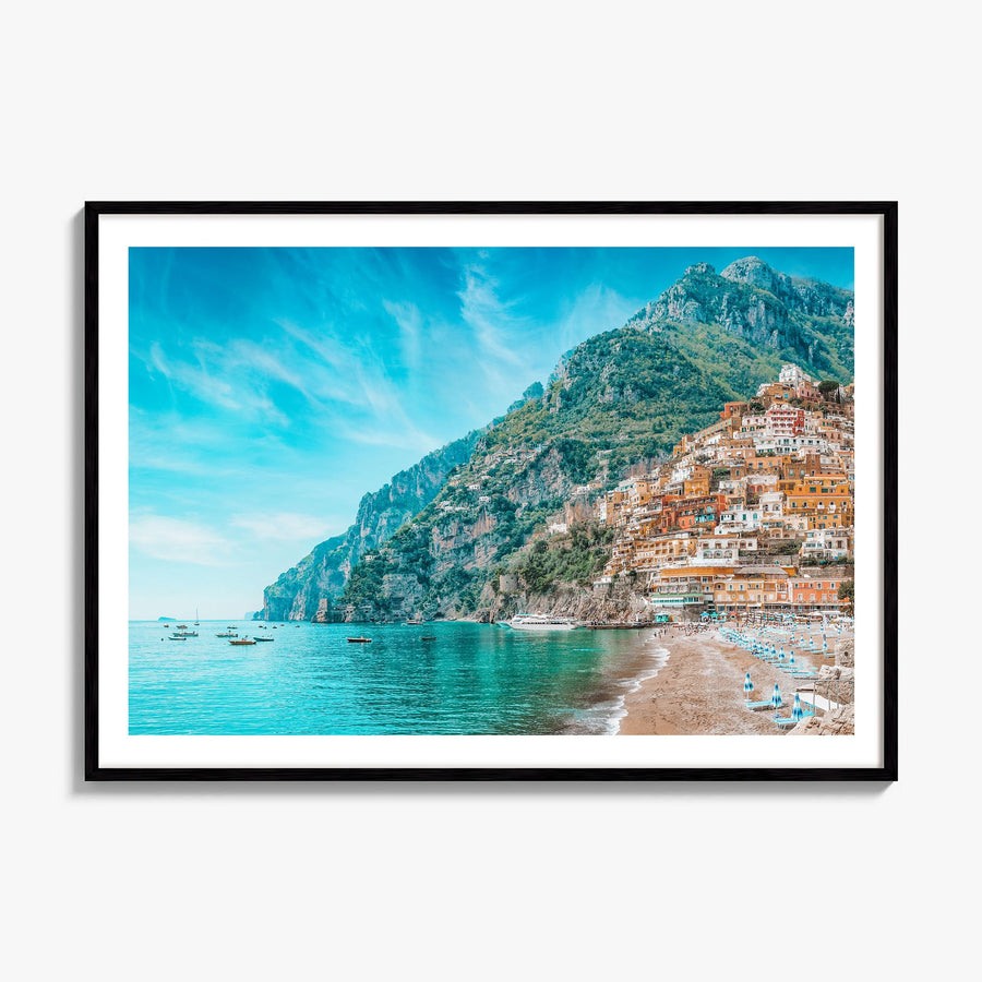 Positano Photo Poster, framed poster mockup, white border