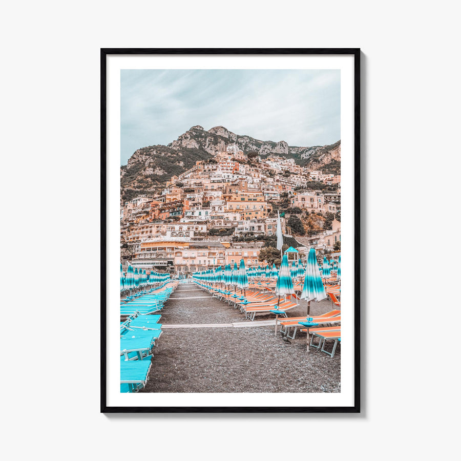 Positano no. 2 colorful photo poster of Italy – vertical wall art, unframed print shown in interior mockup