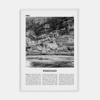 Positano No 2 Poster White Wood / 8x12 in Nbourhood Travel B&W Poster