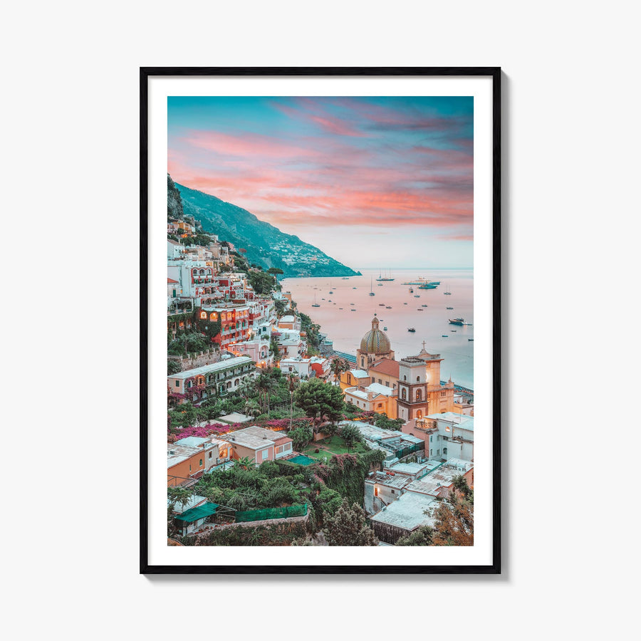 Positano no. 4 colorful photo poster of Italy – vertical wall art, unframed print shown in interior mockup