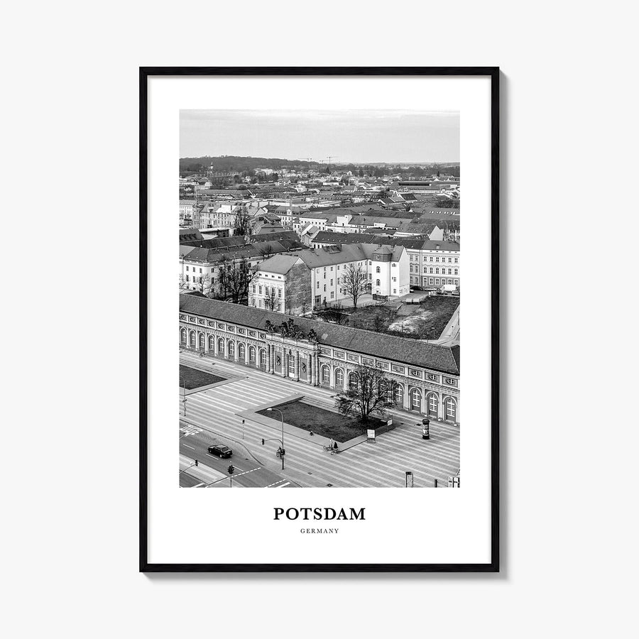 Potsdam black & white classic poster of Germany – vertical wall art, unframed print shown in interior mockup