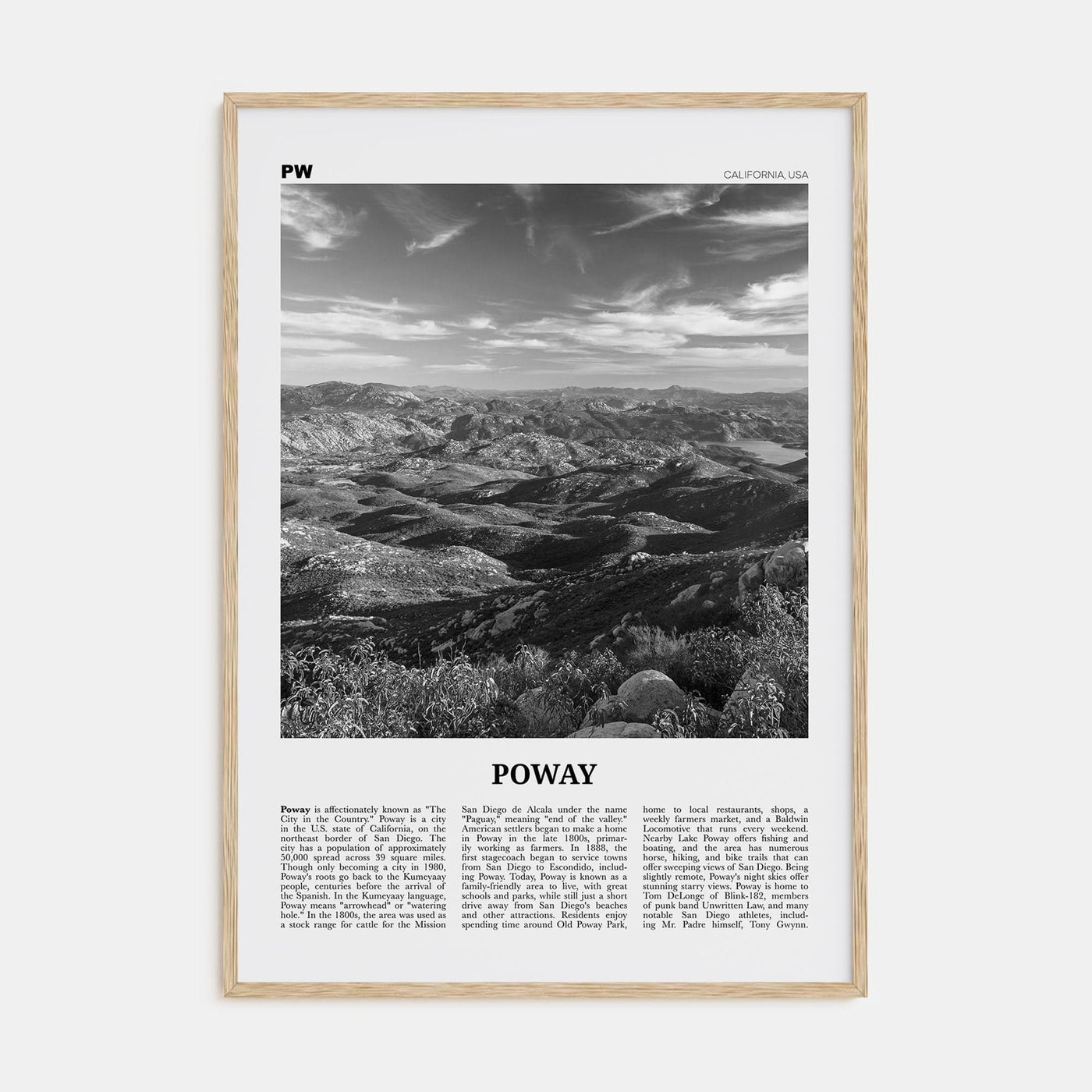 Poway No 2 Poster Natural Wood / 8x12 in Nbourhood Travel B&W Poster