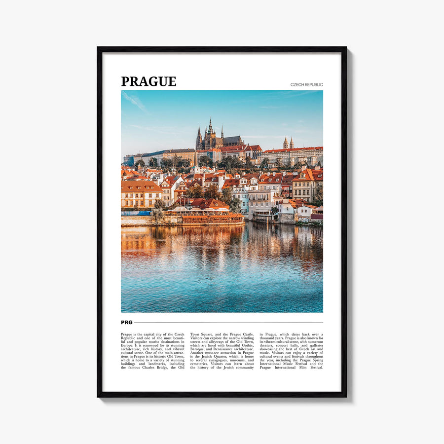 Prague colorful travel poster of Czechia – vertical wall art, unframed print shown in interior mockup