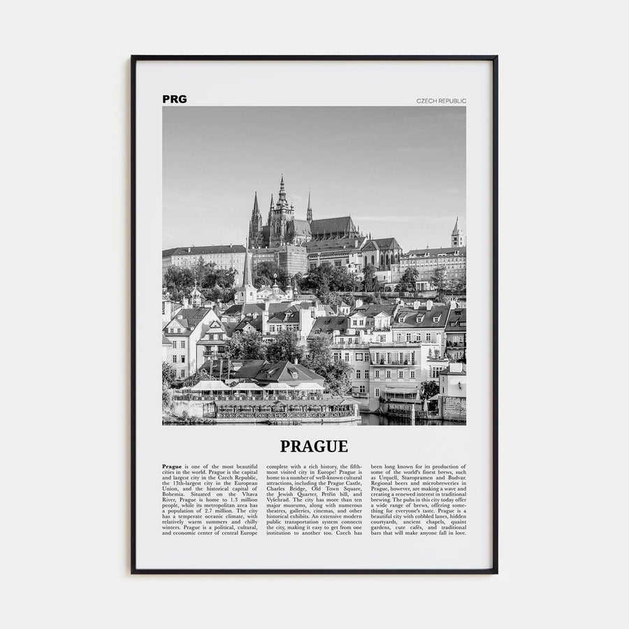 Prague No 1 Poster Black Metal / 8x12 in Nbourhood Travel B&W Poster