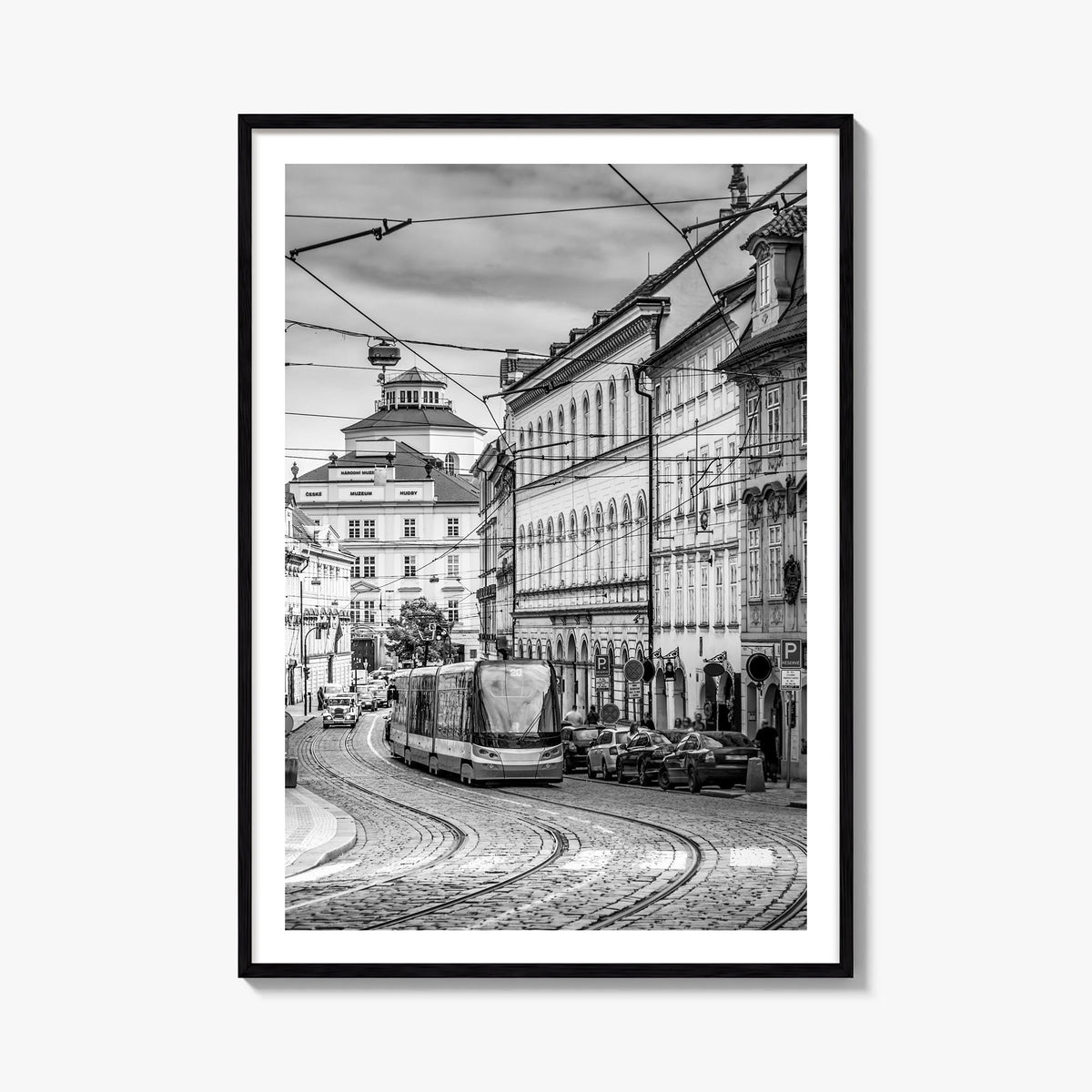 Prague no. 2 black & white photo poster of Czechia – vertical wall art, unframed print shown in interior mockup