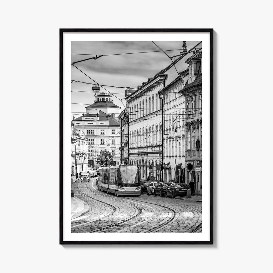 Prague no. 2 black & white photo poster of Czechia – vertical wall art, unframed print shown in interior mockup