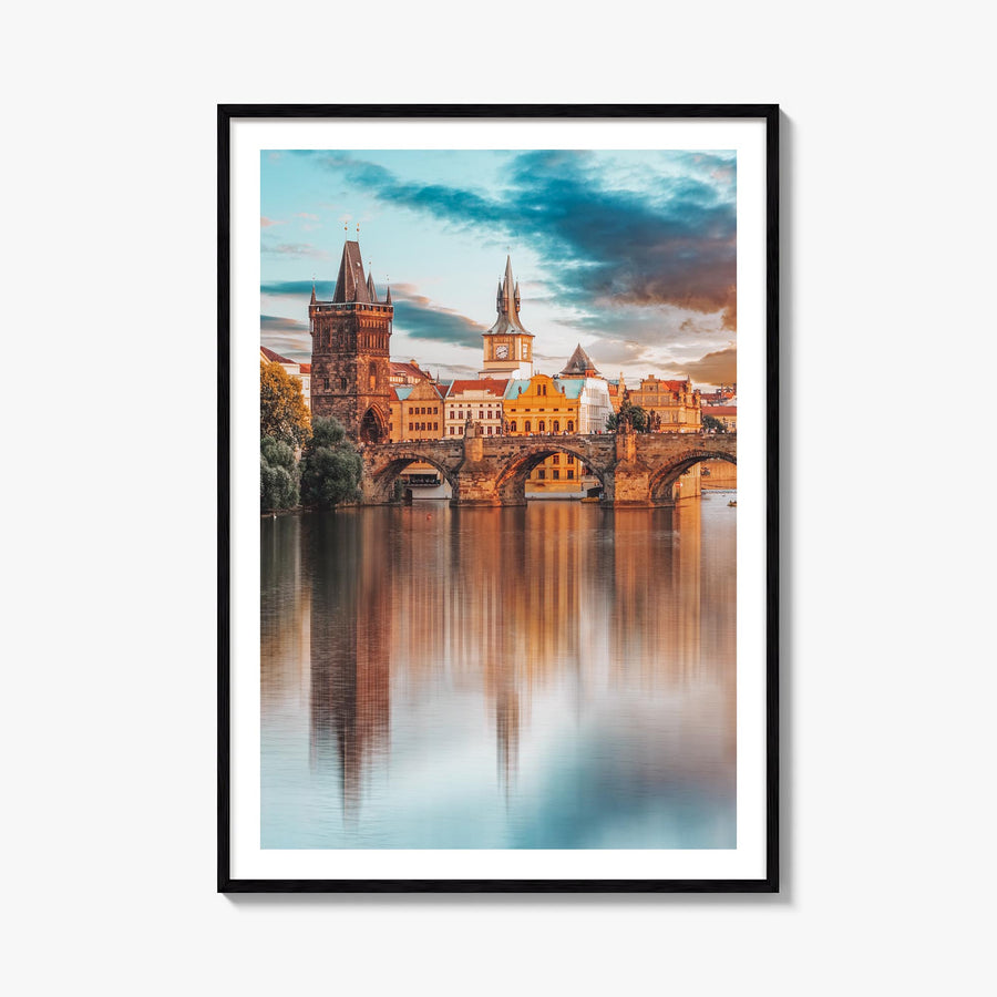 Prague no. 2 colorful photo poster of Czechia – vertical wall art, unframed print shown in interior mockup