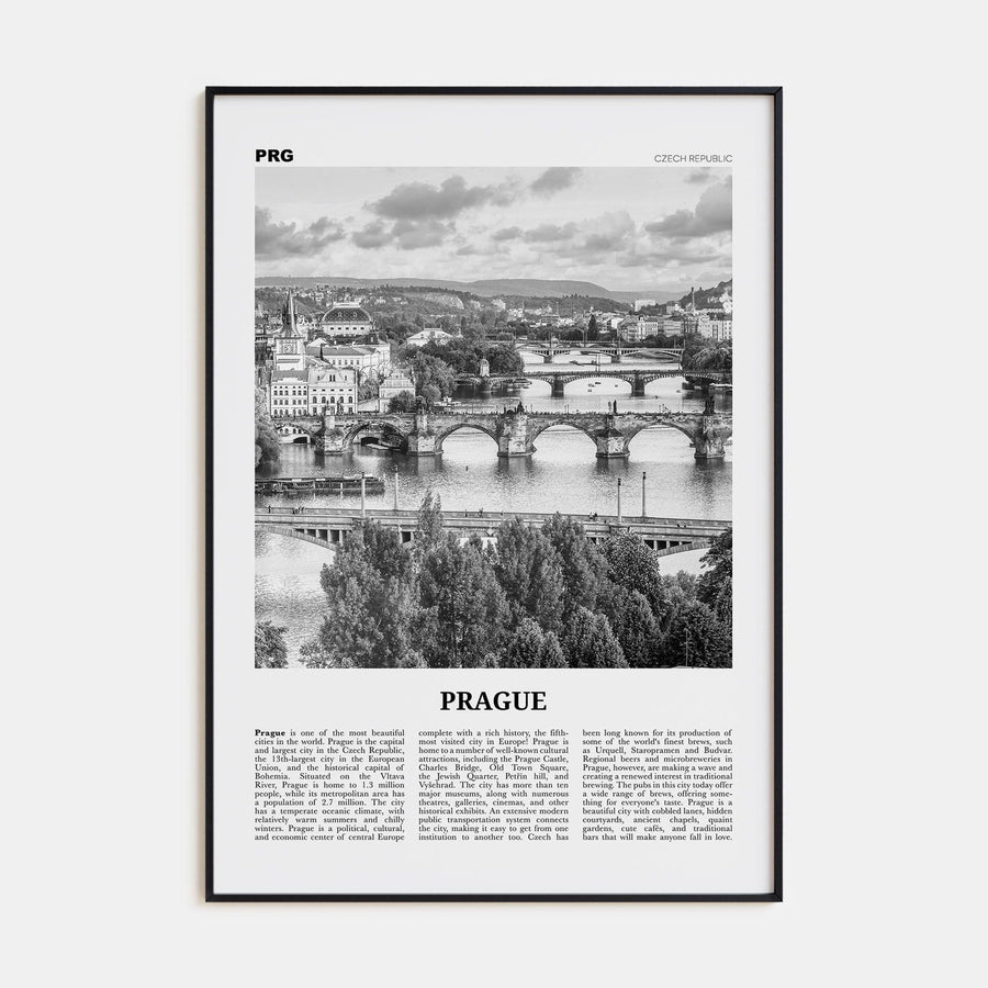 Prague No 3 Poster Black Metal / 8x12 in Nbourhood Travel B&W Poster