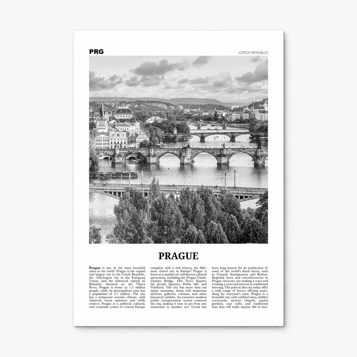 Prague Newspaper No 3 Poster, print only (unframed)