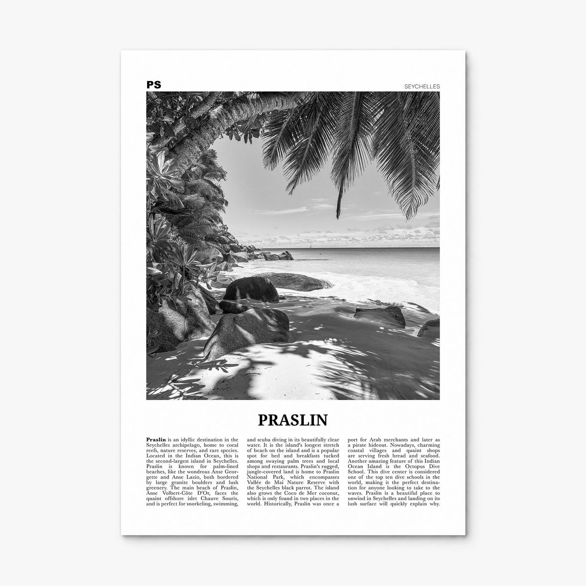 Praslin Newspaper Poster, print only (unframed)