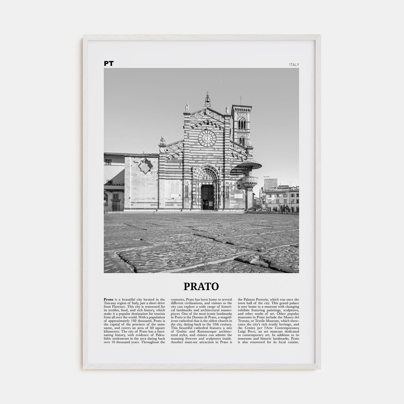 Prato Poster White Wood / 8x12 in Nbourhood Travel B&W Poster