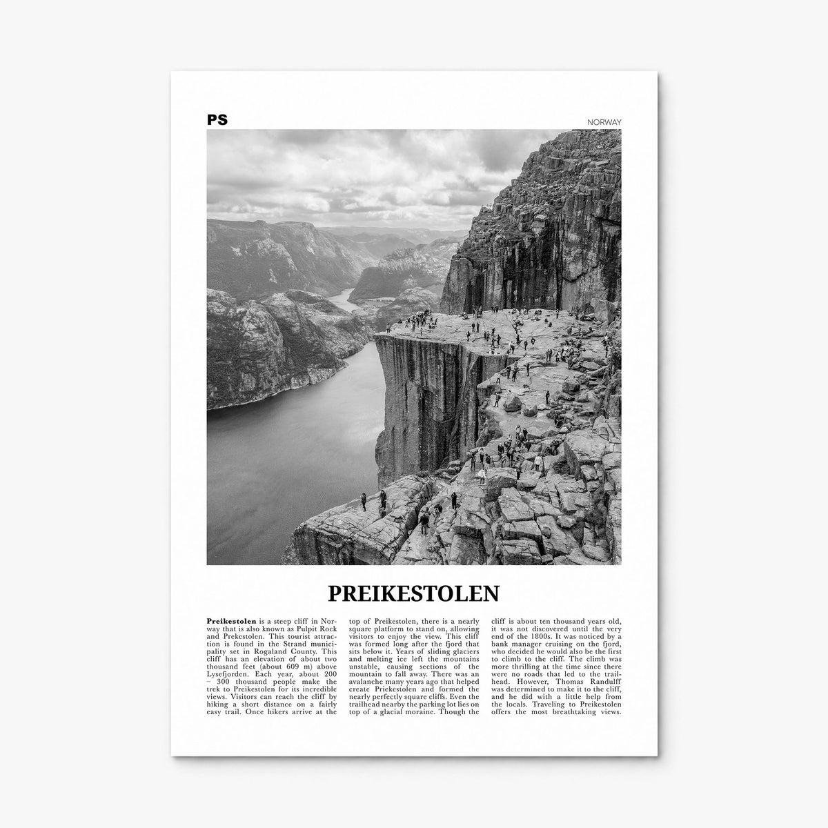 Preikestolen Newspaper Poster, print only (unframed)