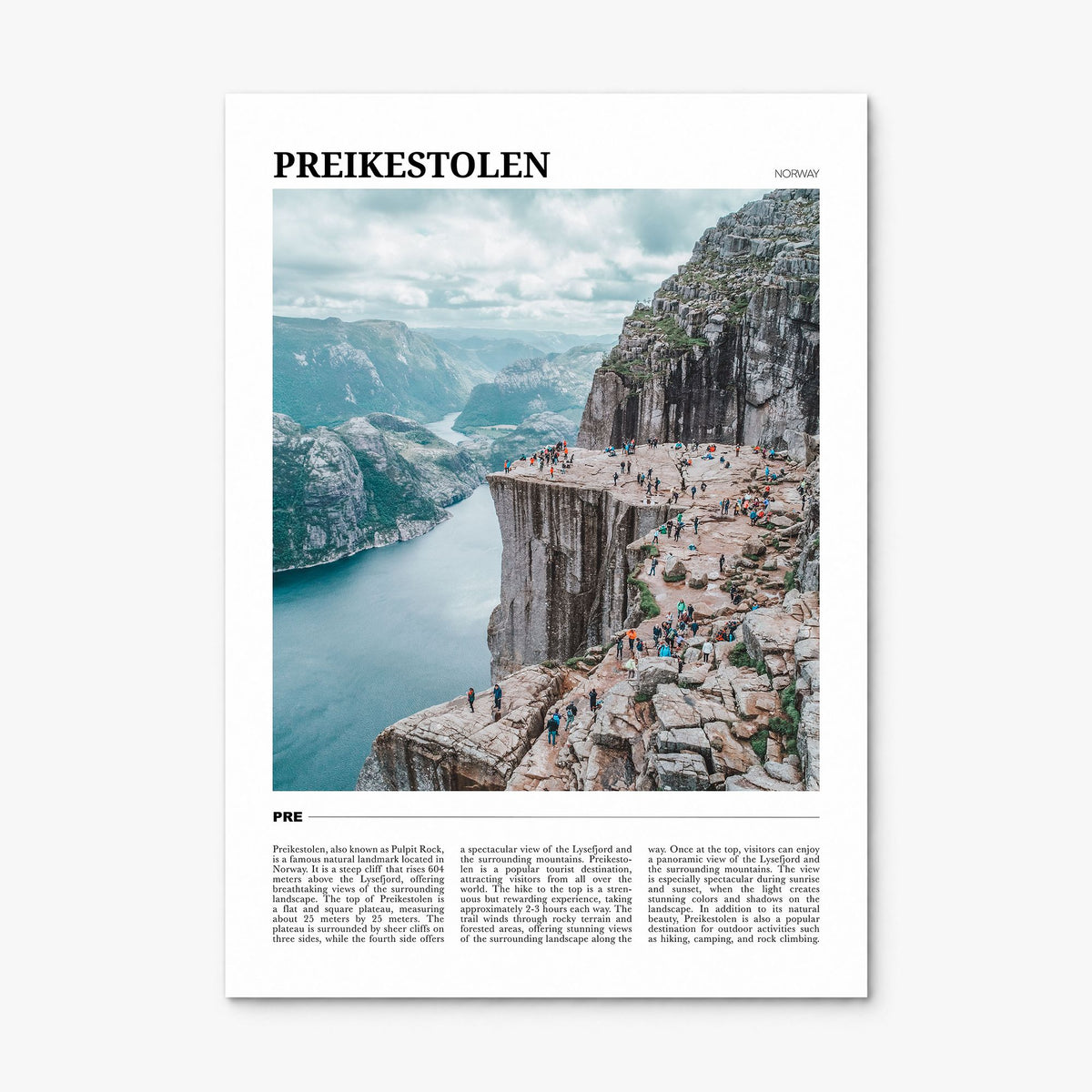 Preikestolen Travel Poster, print only (unframed)