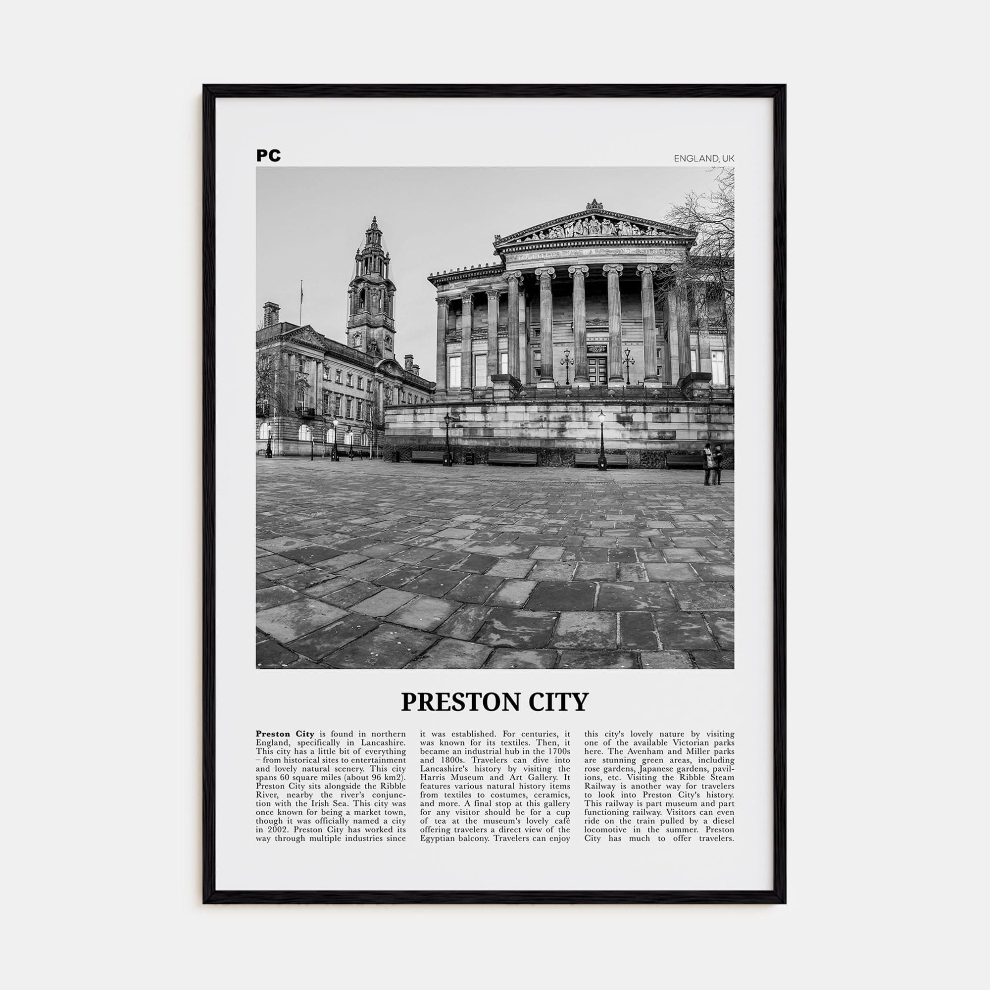 Preston No 2 Poster Black Wood / 8x12 in Nbourhood Travel B&W Poster