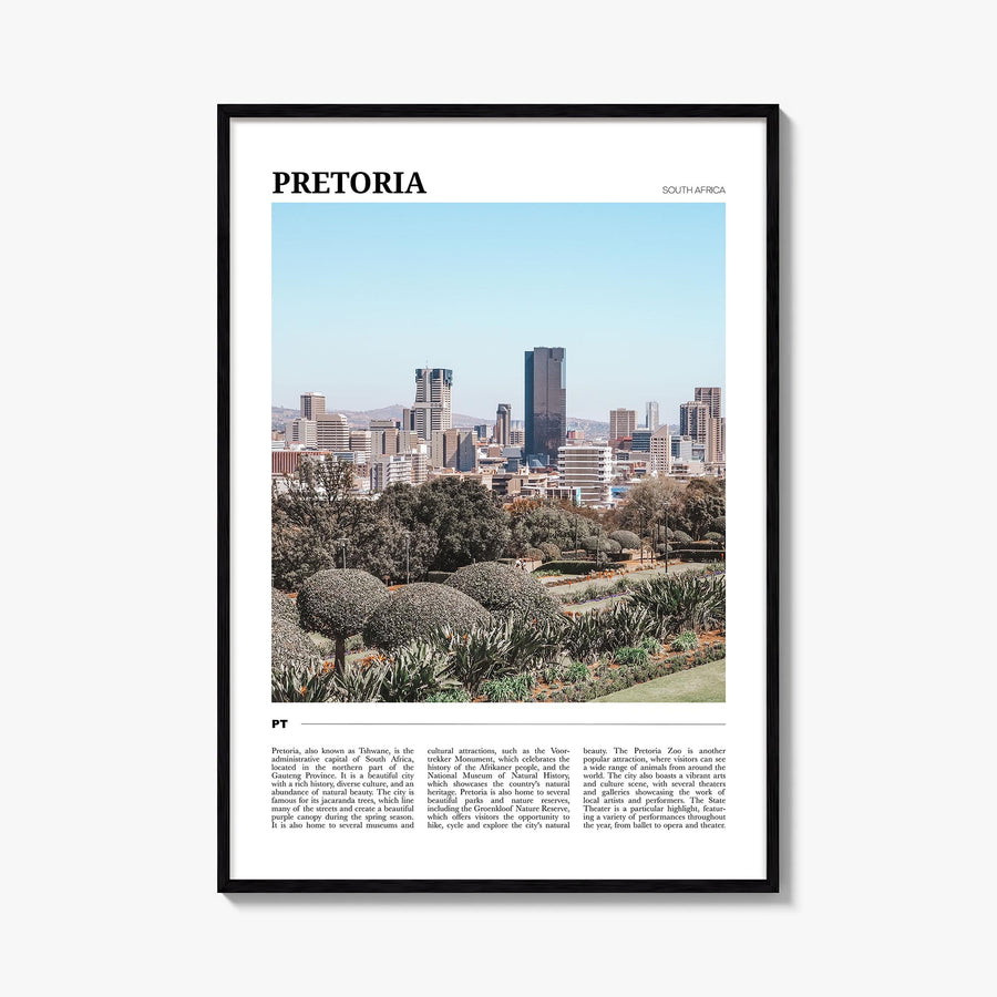 Pretoria colorful travel poster of South Africa – vertical wall art, unframed print shown in interior mockup