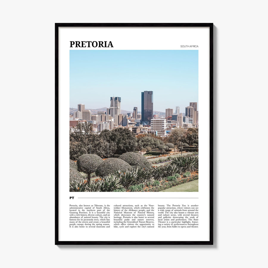 Pretoria Travel Poster, framed poster mockup
