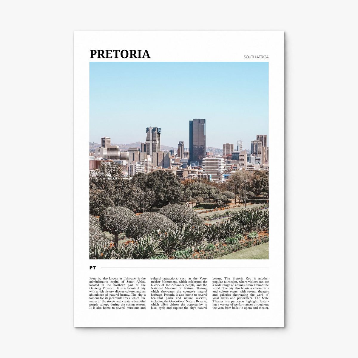 Pretoria Travel Poster, print only (unframed)