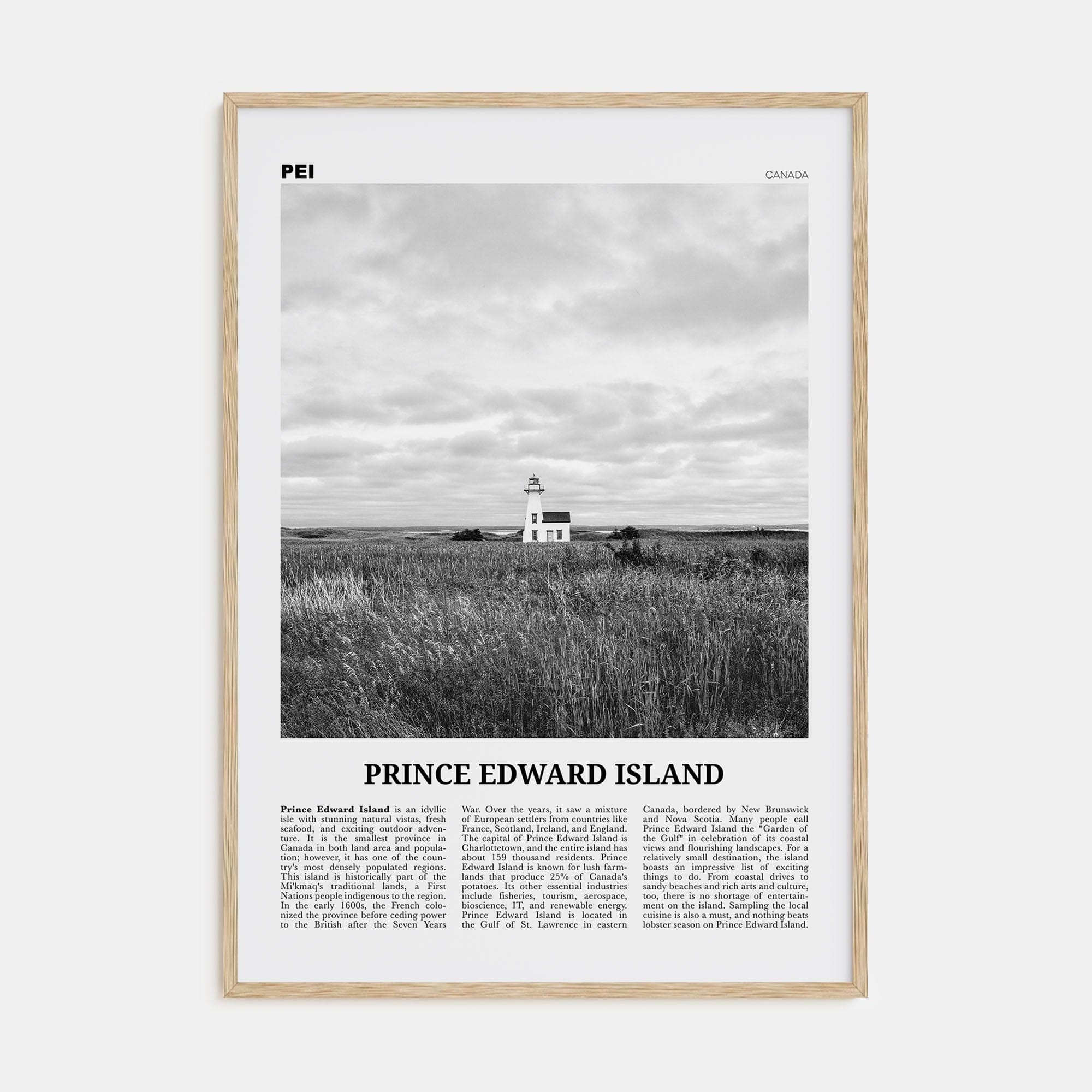 Prince Edward Island Poster Natural Wood / 8x12 in Nbourhood Travel B&W Poster