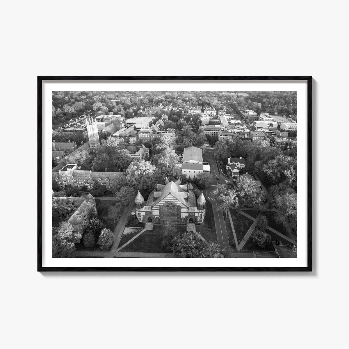 Princeton black & white photo poster of New Jersey, USA – horizontal wall art, unframed print shown in interior mockup