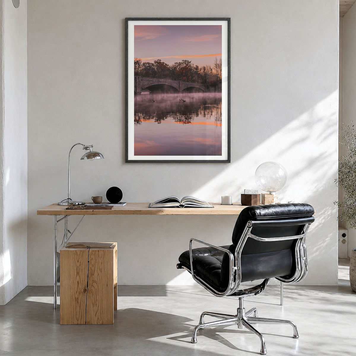 Princeton Photo No 1 Poster in a black wood frame, hanging in a bright home office, white border