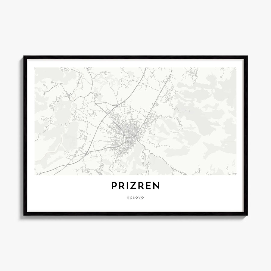 Prizren Map Poster, framed poster mockup