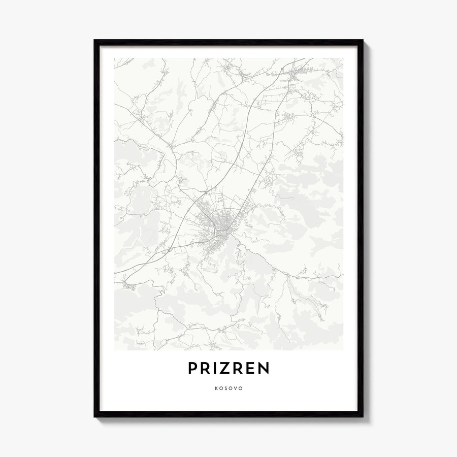 Prizren Map Poster, framed poster mockup