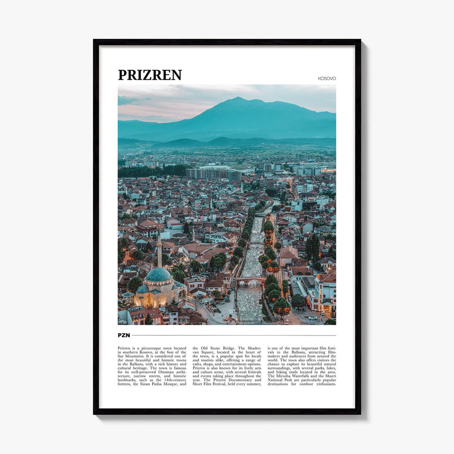 Prizren Travel No 2 Poster, framed poster mockup