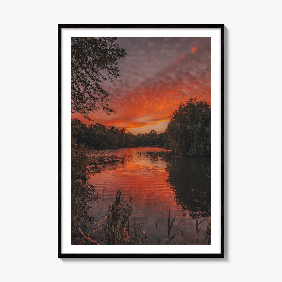 Prospect Park Lake Photo Poster, framed poster mockup, white border