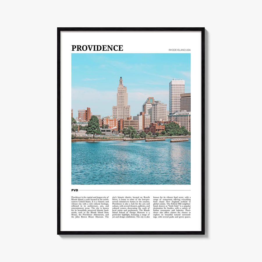 Providence colorful travel poster of Rhode Island, USA – vertical wall art, unframed print shown in interior mockup