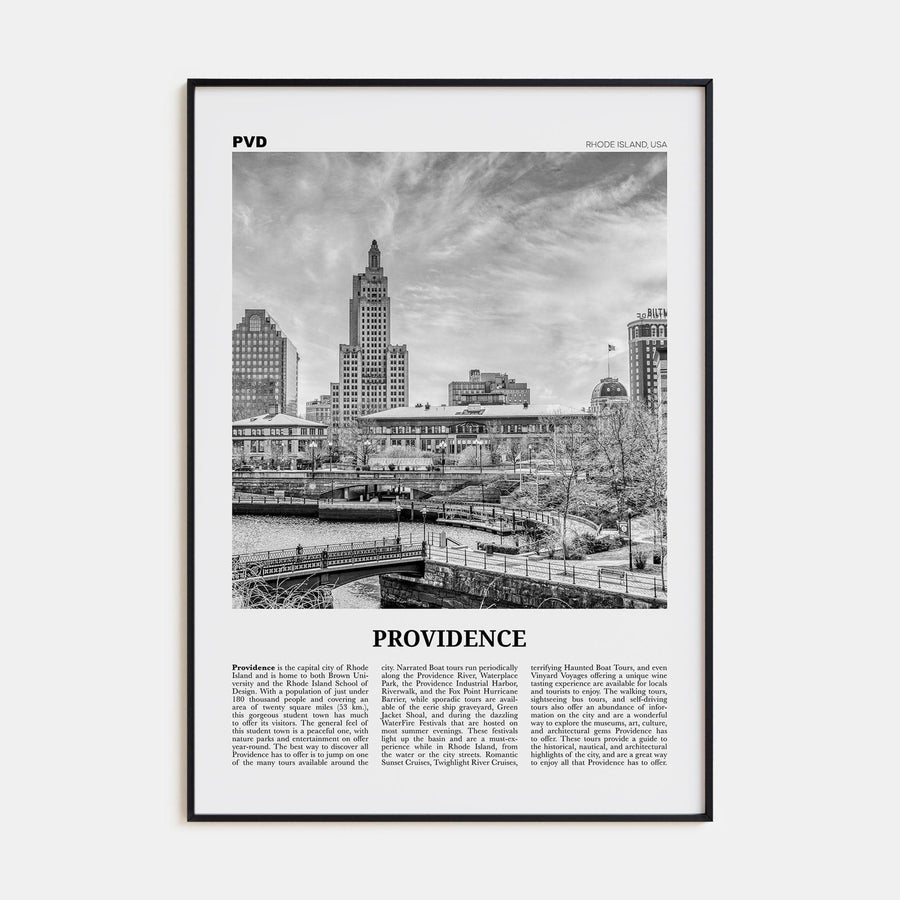 Providence Poster Black Metal / 8x12 in Nbourhood Travel B&W Poster