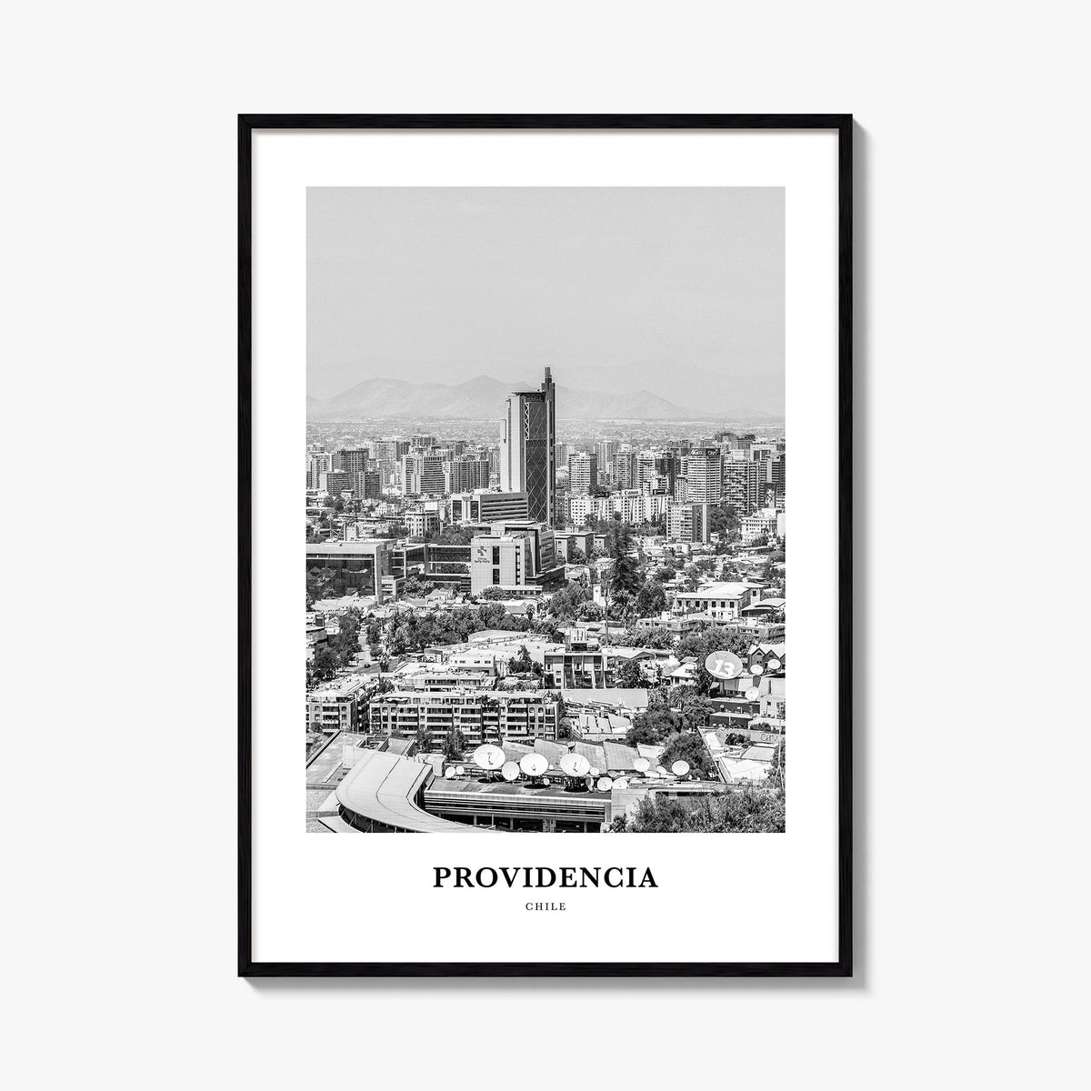 Providencia black & white classic poster of Colombia – vertical wall art, unframed print shown in interior mockup
