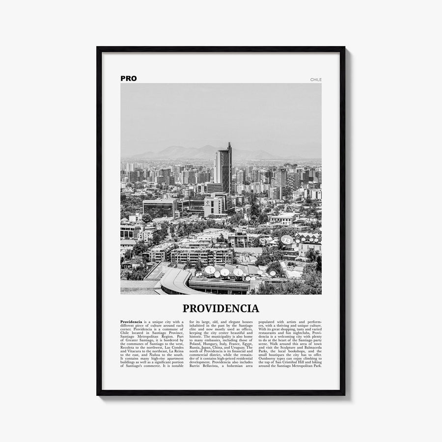 Providencia black & white newspaper poster of Colombia – vertical wall art, unframed print shown in interior mockup