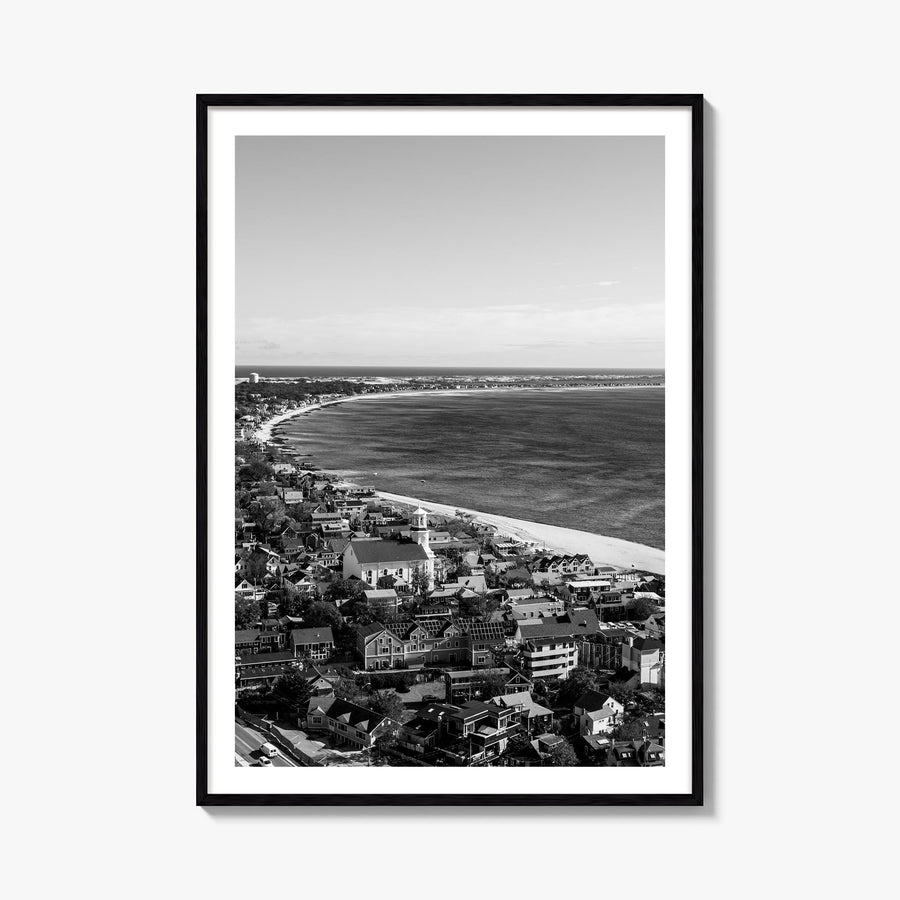 Provincetown black & white photo poster of Massachusetts, USA – vertical wall art, unframed print shown in interior mockup