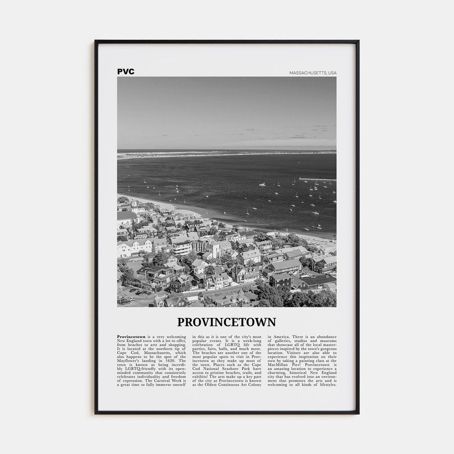 Provincetown Poster Black Metal / 8x12 in Nbourhood Travel B&W Poster