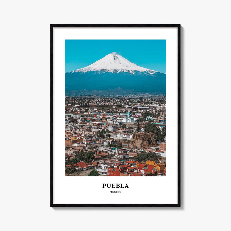 Puebla colorful classic poster of Mexico – vertical wall art, unframed print shown in interior mockup