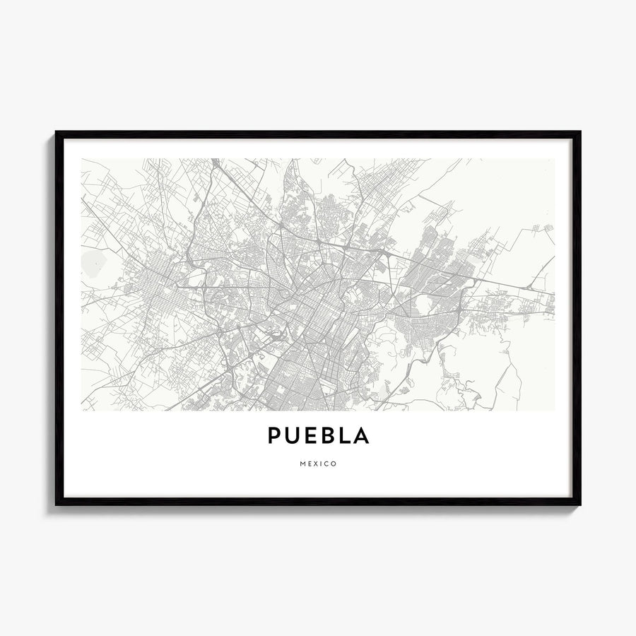 Puebla Map Poster, framed poster mockup