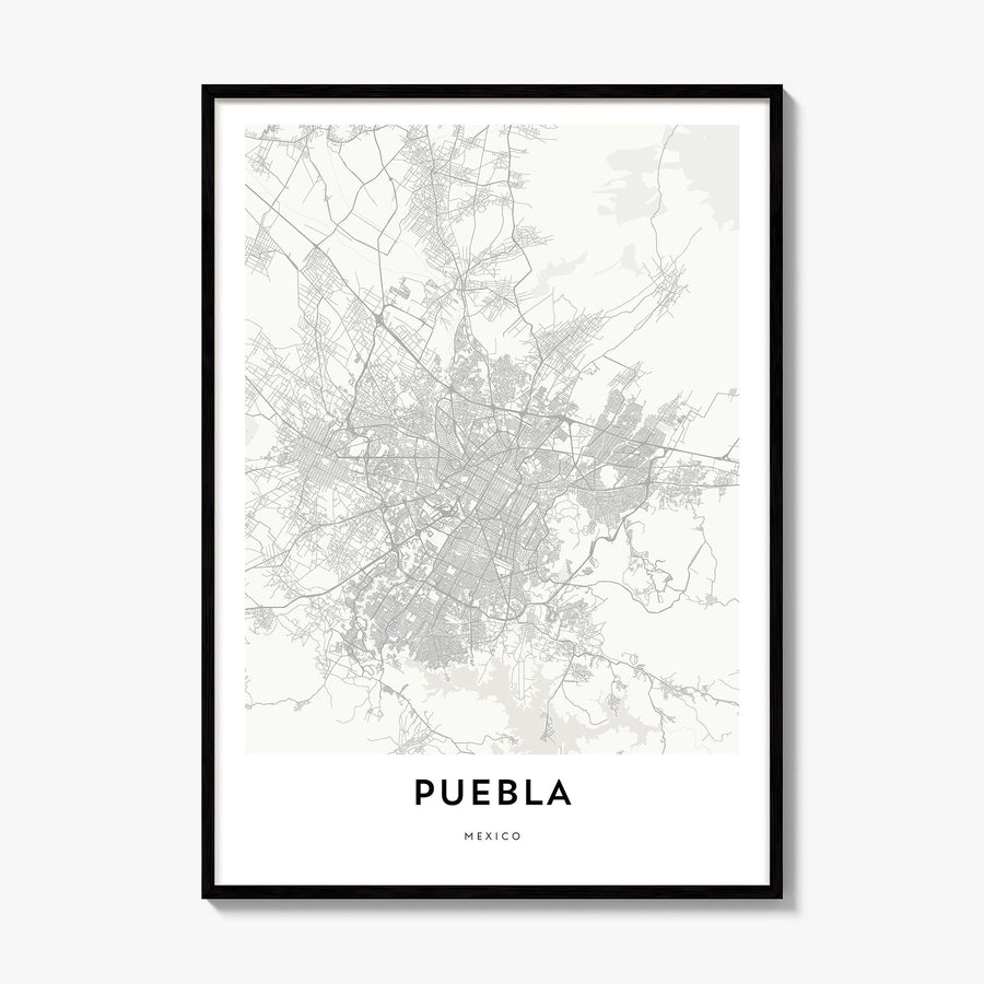 Puebla Map Poster, framed poster mockup