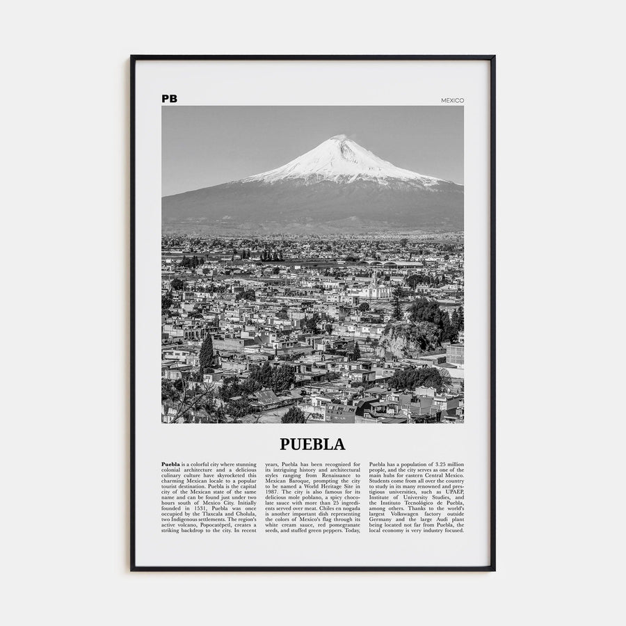 Puebla Poster Black Metal / 8x12 in Nbourhood Travel B&W Poster