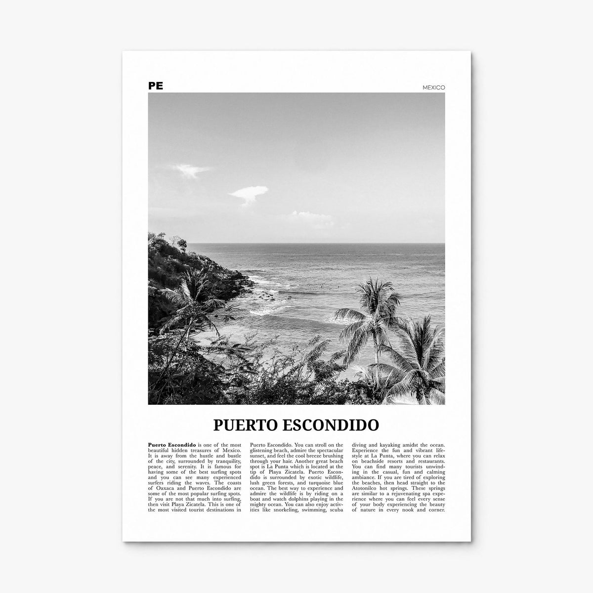 Puerto Escondido Newspaper Poster, print only (unframed)