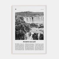 Puerto Iguazú Poster White Wood / 8x12 in Nbourhood Travel B&W Poster