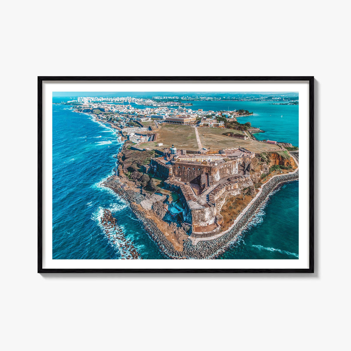 Puerto Rico colorful photo poster of Caribbean – horizontal wall art, unframed print shown in interior mockup