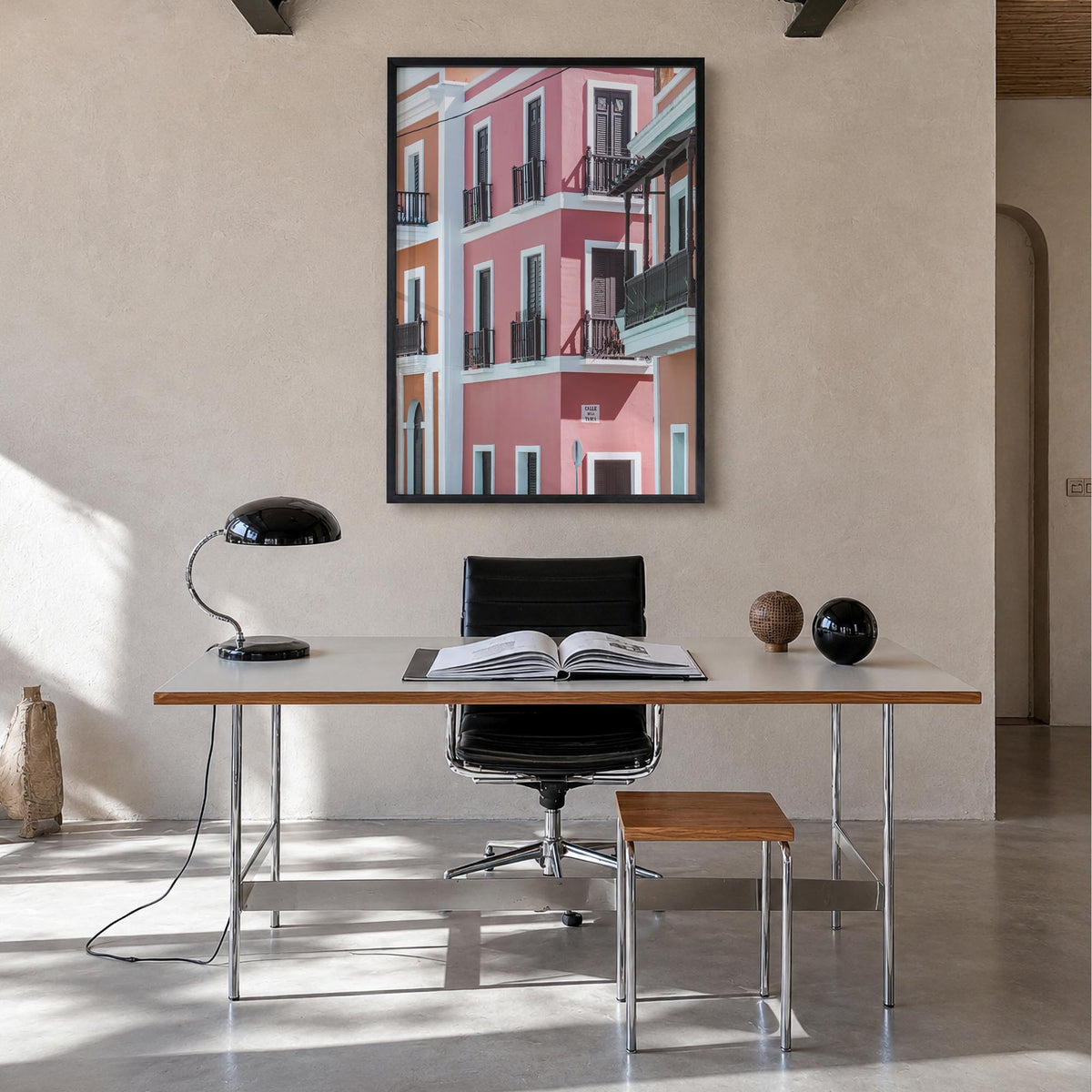 Puerto Rico no. 2 colorful photo poster of Caribbean – vertical wall art in black wood frame, hanging on wall