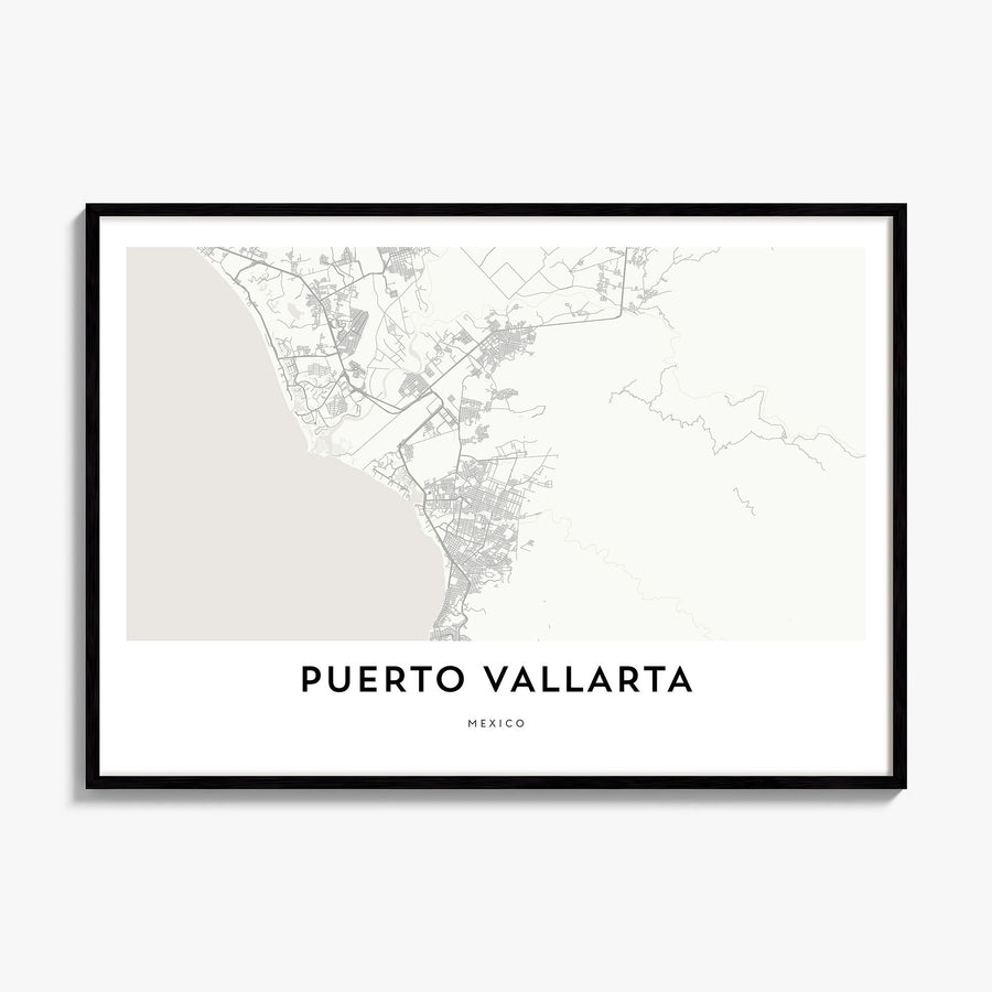 Puerto Vallarta Map Poster, framed poster mockup