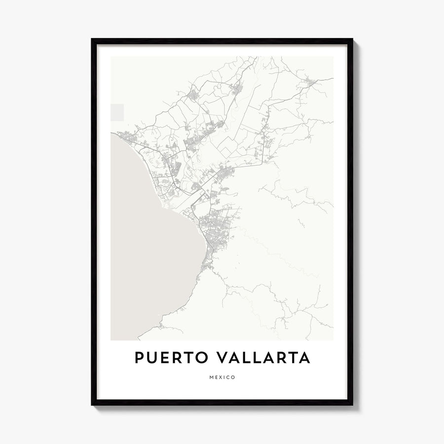 Puerto Vallarta Map Poster, framed poster mockup