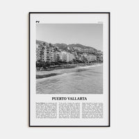 Puerto Vallarta Poster Black Metal / 8x12 in Nbourhood Travel B&W Poster