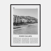 Puerto Vallarta Poster Black Wood / 8x12 in Nbourhood Travel B&W Poster